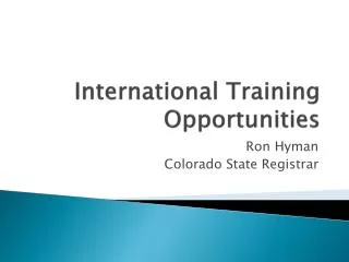 International Training Opportunities