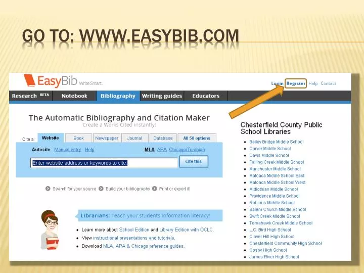 go to www easybib com