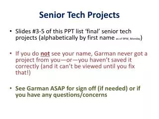 Senior Tech Projects