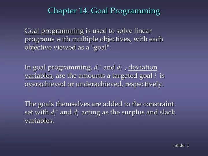 chapter 14 goal programming
