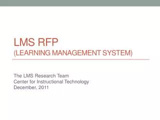 LMS RFP (Learning Management System)
