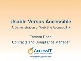 Usable Versus Accessible