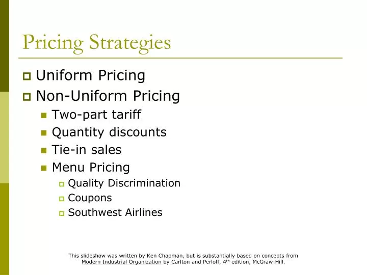 pricing strategies