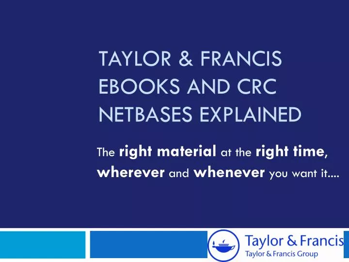 taylor francis ebooks and crc netbases explained