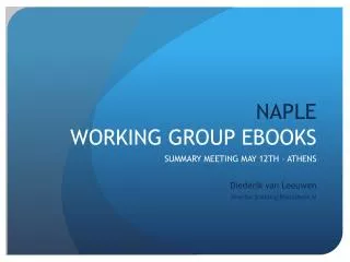 NAPLE WORKING GROUP EBOOKS