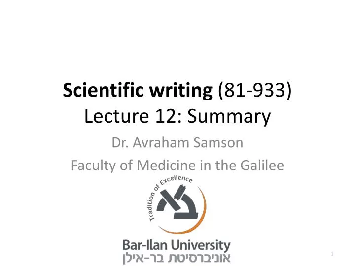scientific writing 81 933 lecture 12 summary