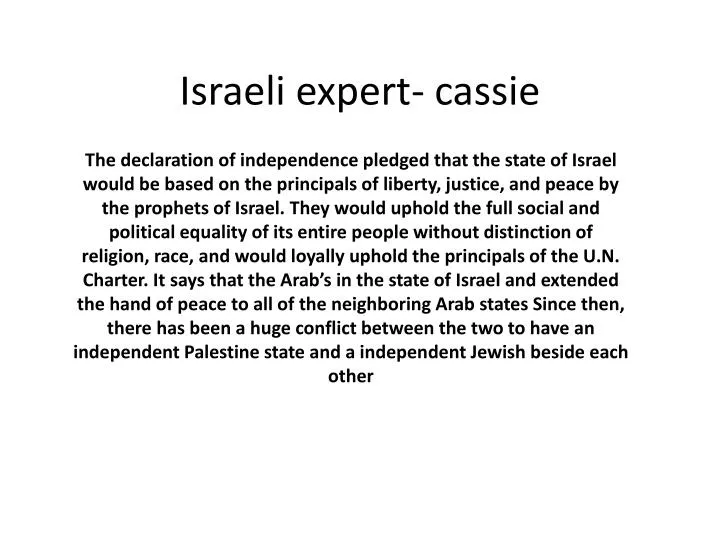 israeli expert cassie
