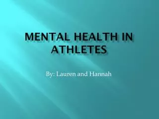 Mental Health IN Athletes