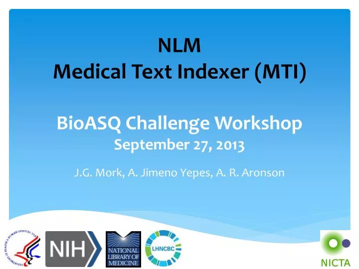 nlm medical text indexer mti bioasq challenge workshop september 27 2013