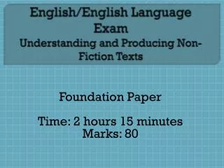English/English Language Exam Understanding and Producing Non-Fiction Texts