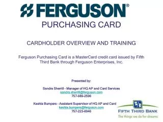 PURCHASING CARD CARDHOLDER OVERVIEW AND TRAINING
