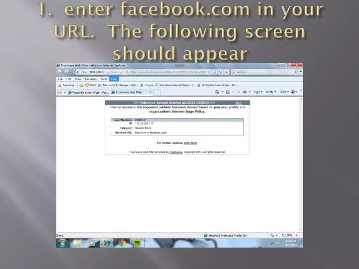 1 enter facebook com in your url the following screen should appear