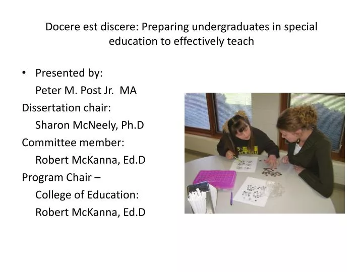 docere est discere preparing undergraduates in special education to effectively teach