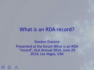 What is an RDA record?