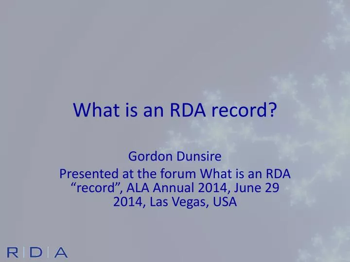 what is an rda record