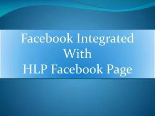 Facebook Integrated With HLP Facebook Page