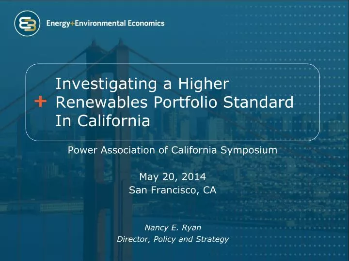 investigating a higher renewables portfolio standard in california