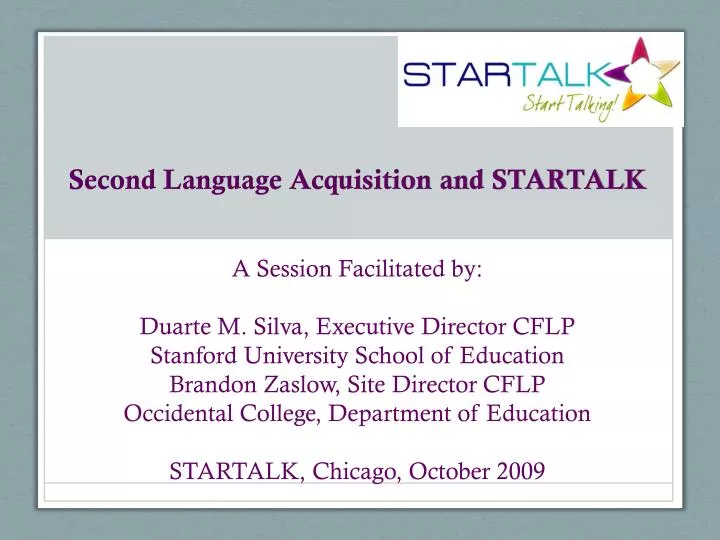 second language acquisition and startalk