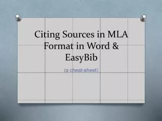 Citing Sources in MLA Format in Word &amp; EasyBib