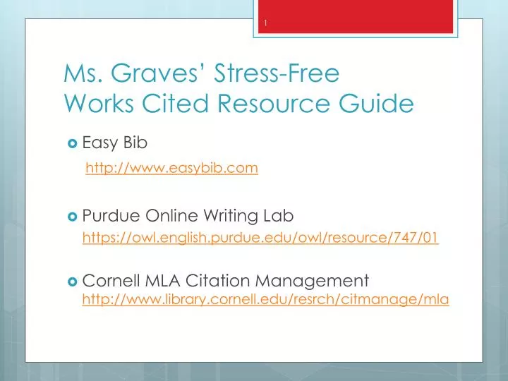 ms graves stress f ree works cited resource guide