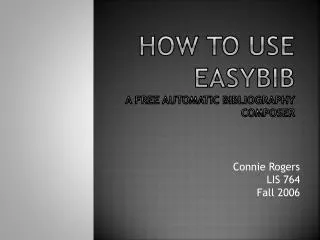 How to use easybib A free automatic bibliography composer