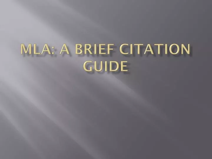 mla a brief citation guide