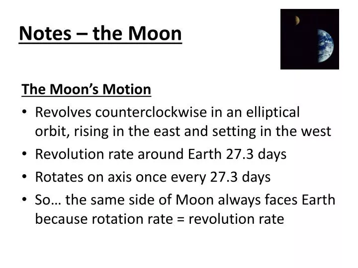 notes the moon