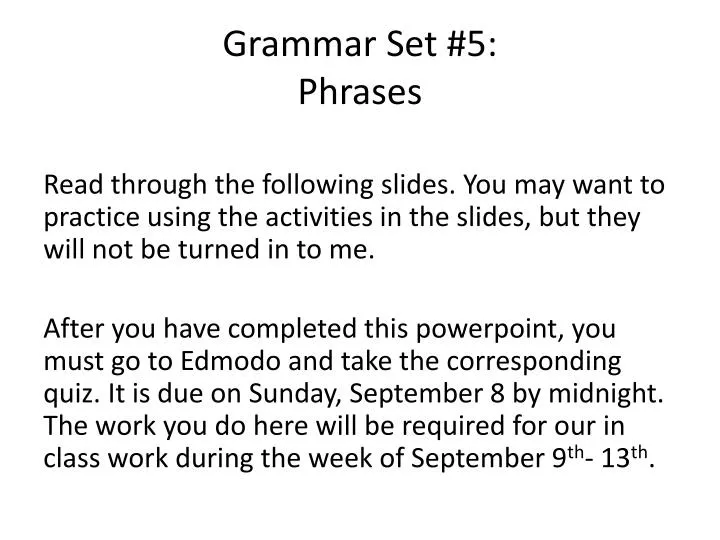 grammar set 5 phrases