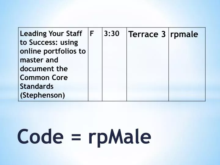 code rpmale