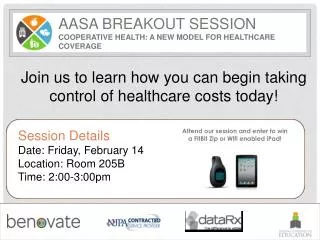 AASA Breakout session Cooperative Health: A New Model for Healthcare Coverage