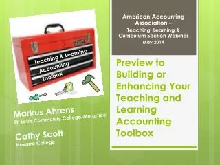 Preview to Building or Enhancing Your Teaching and Learning Accounting Toolbox