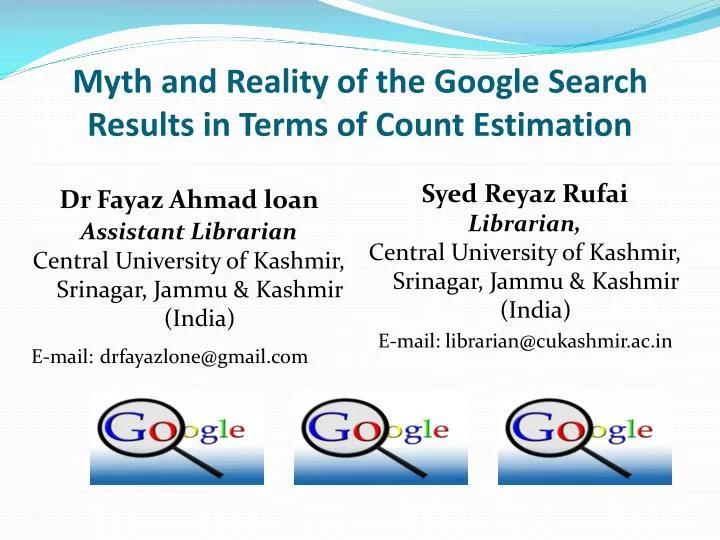 myth and reality of the google search results in terms of count estimation
