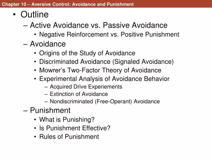 chapter 10 aversive control avoidance and punishment