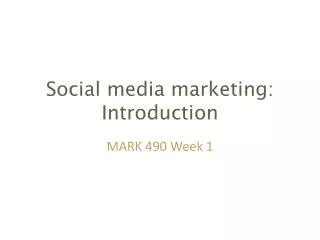 Social media marketing: Introduction
