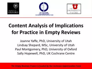 Content Analysis of Implications for Practice in Empty Reviews