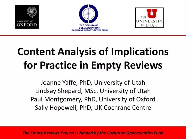 content analysis of implications for practice in empty reviews