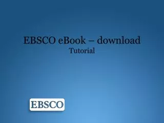 EBSCO eBook – download Tutorial