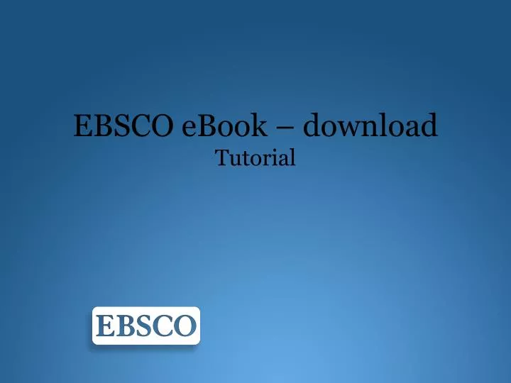 ebsco ebook download tutorial