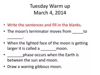 Tuesday Warm up March 4, 2014