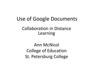 Use of Google Documents