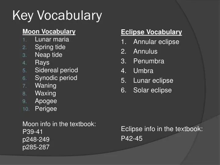 key vocabulary