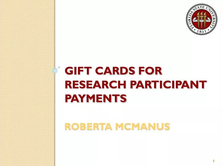 gift cards for research participant payments roberta mcmanus