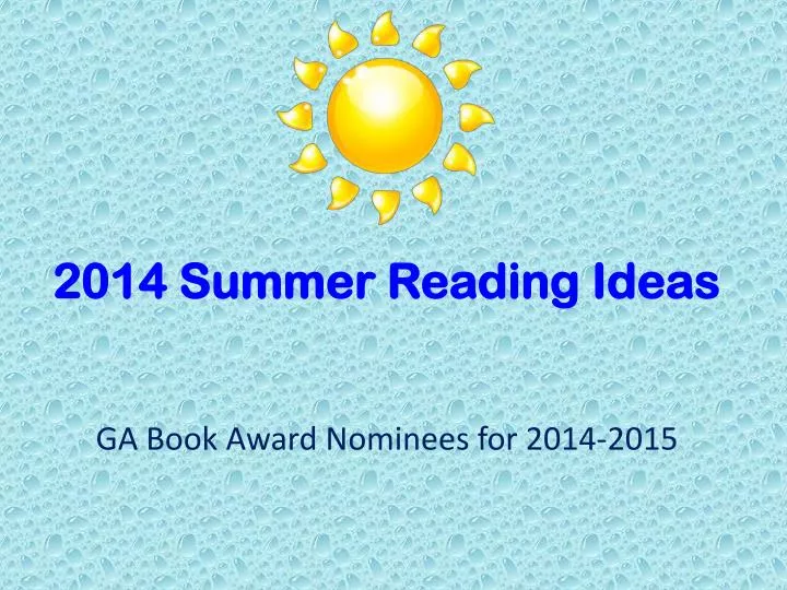 2014 summer reading ideas