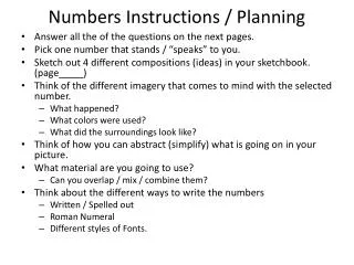 Numbers Instructions / Planning