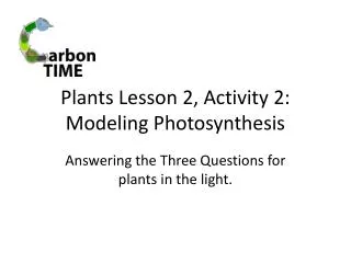 Plants Lesson 2, Activity 2: Modeling Photosynthesis