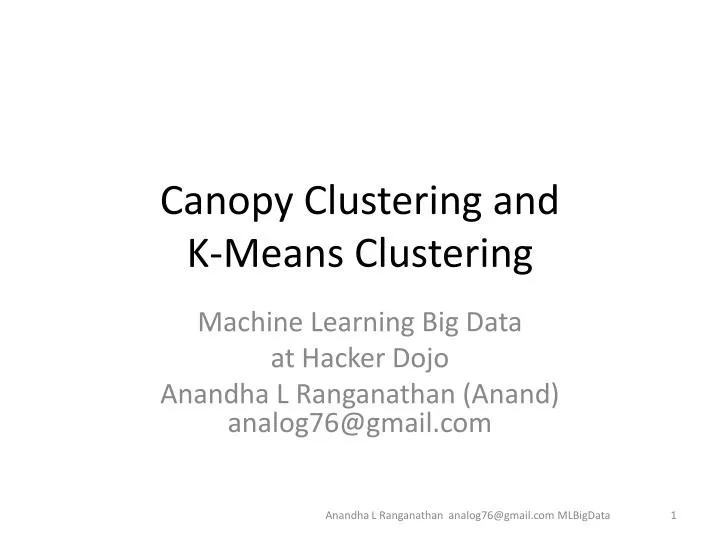 canopy clustering and k means clustering