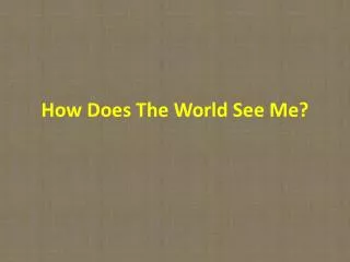 How Does The World See Me?