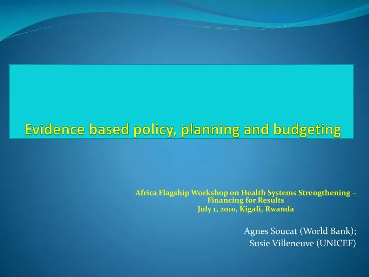 evidence based policy planning and budgeting