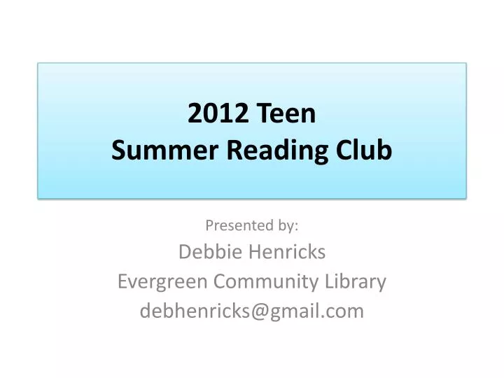 2012 teen summer reading club