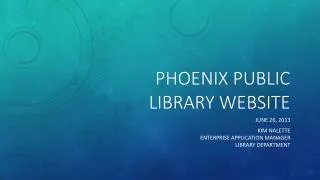 Phoenix Public Library Website